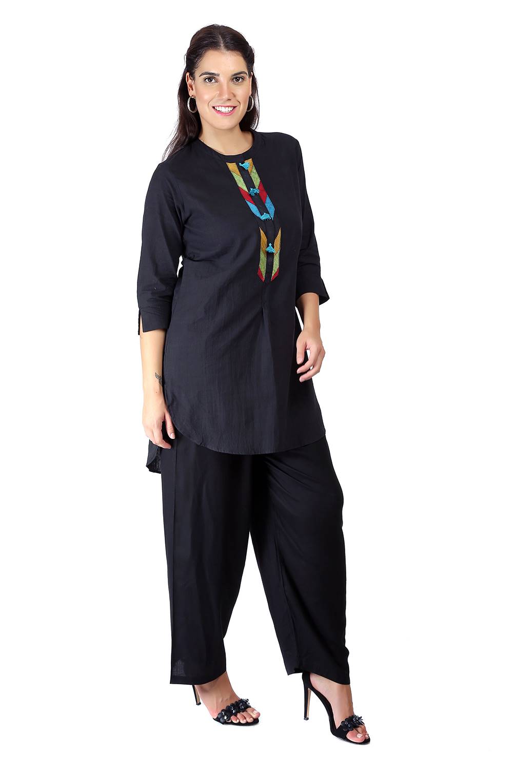 Black Handloom Cotton Short Kurti3