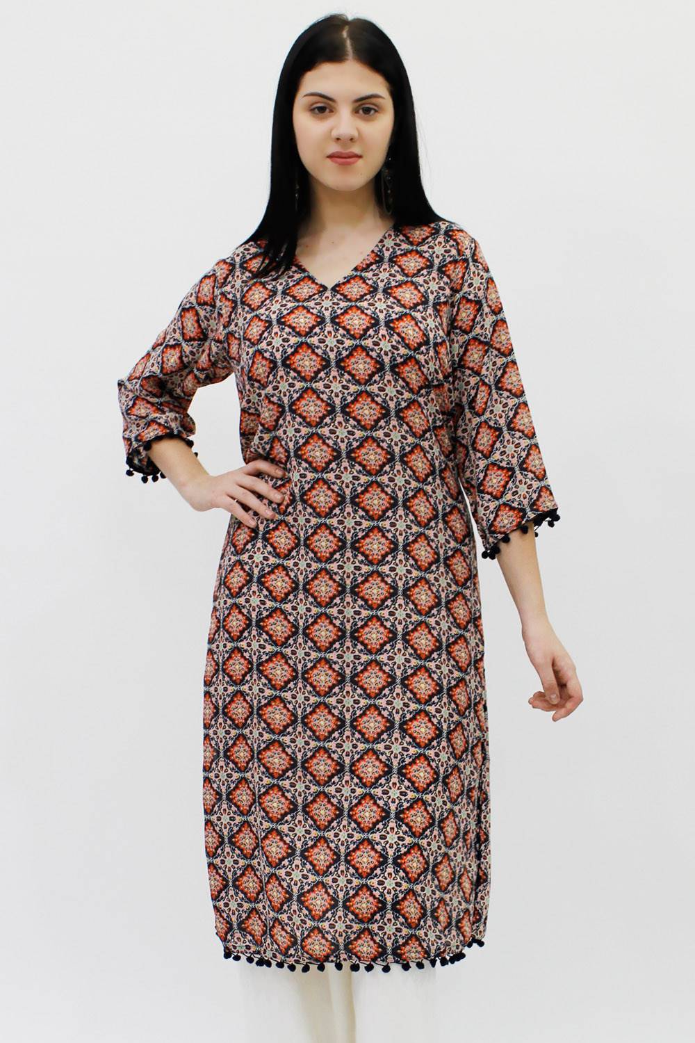 Multicolor Printed Straight Kurti