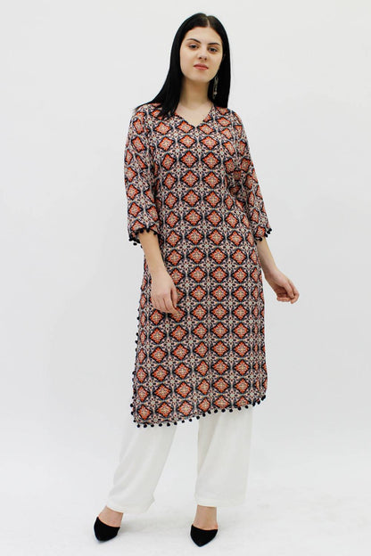 Multicolor Printed Straight Kurti