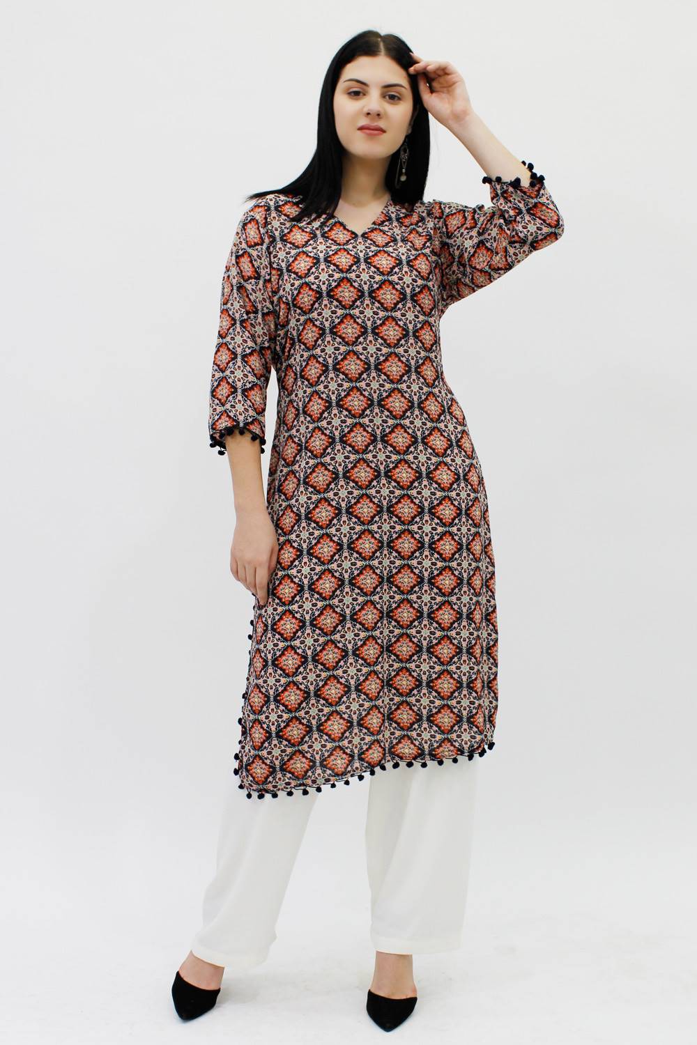 Multicolor Printed Straight Kurti