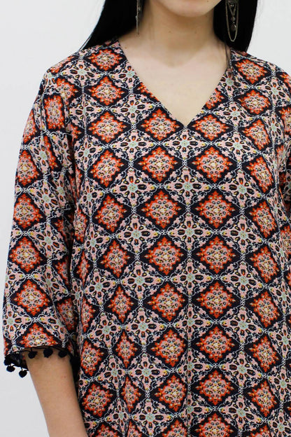 Multicolor Printed Straight Kurti