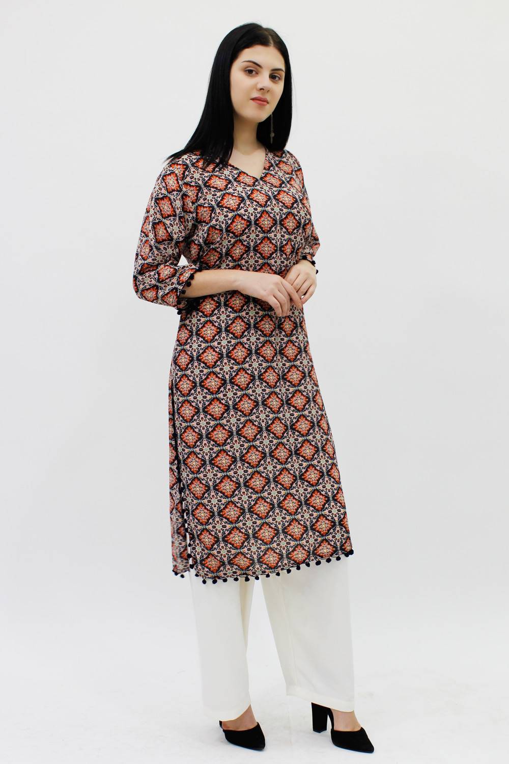 Multicolor Printed Straight Kurti