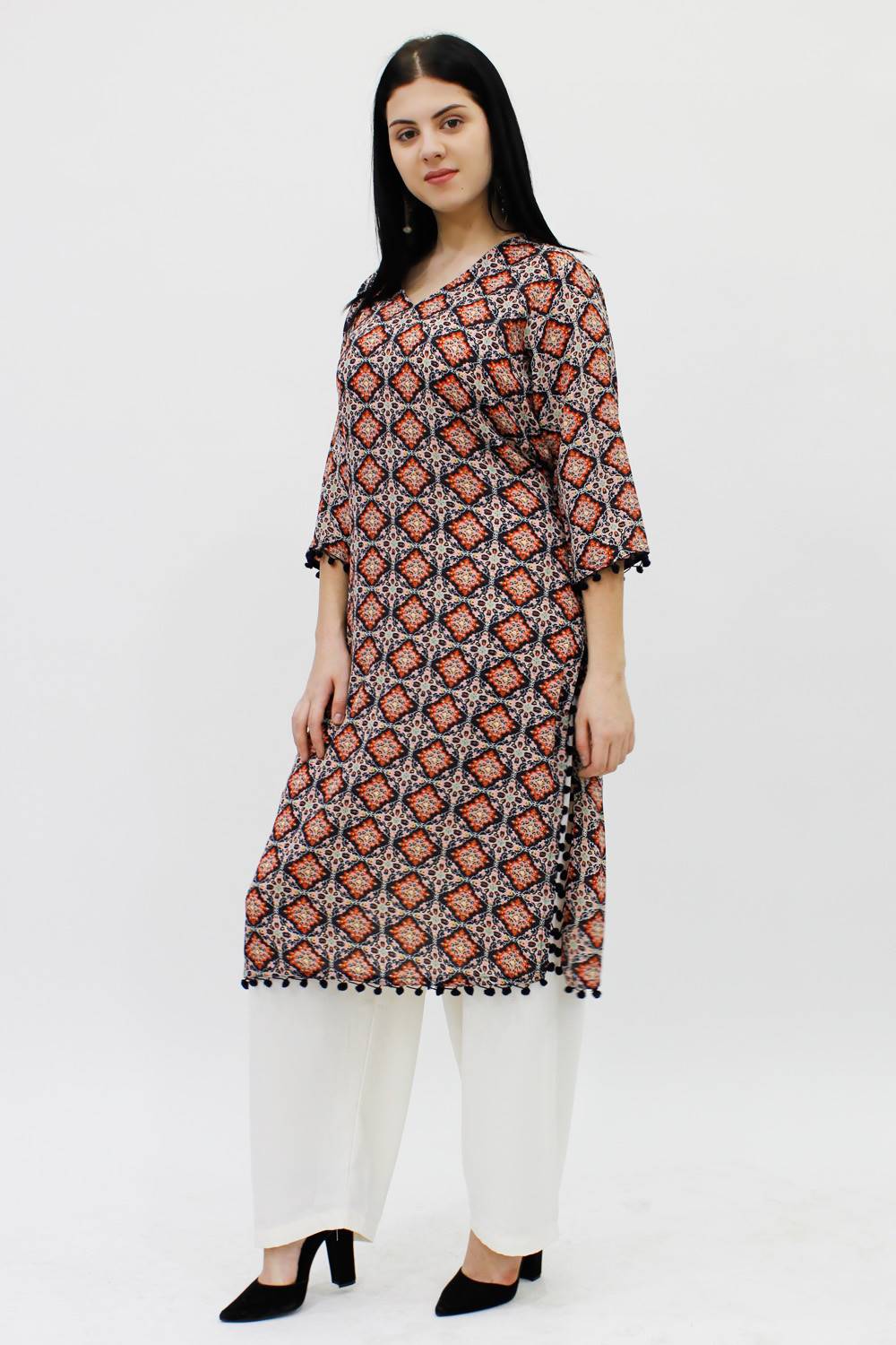 Multicolor Printed Straight Kurti