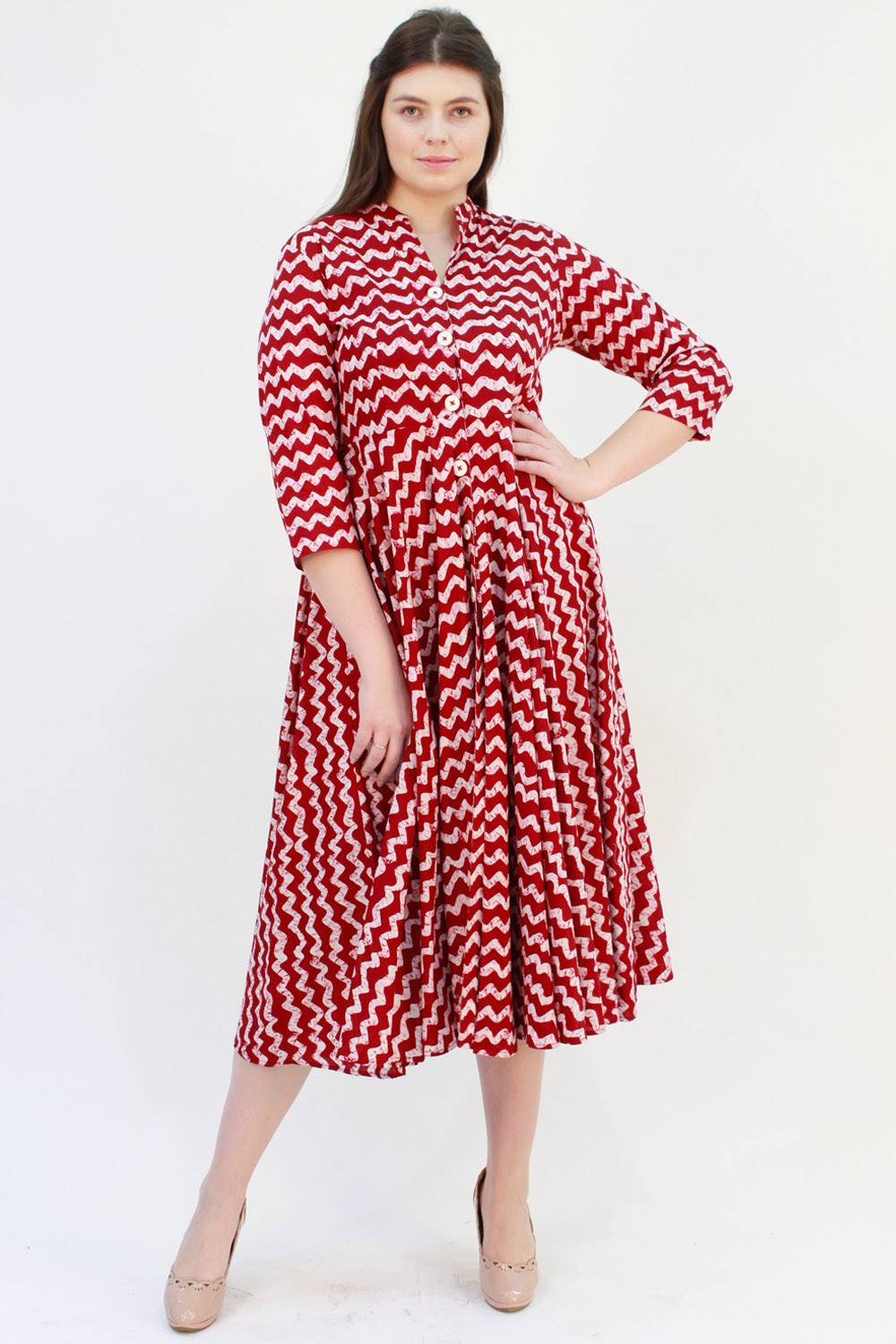 Zig Zag Printed Shirt Dress