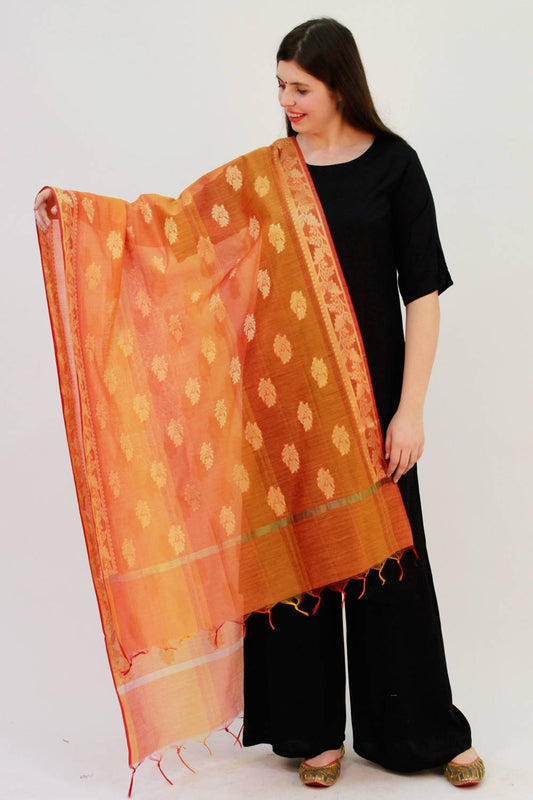 Orange Brocade Dupatta