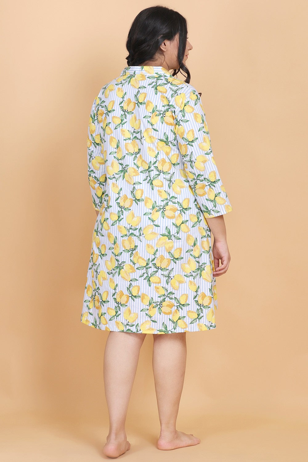 Lemon Print Cotton Nightwear Dress