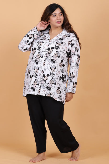 Mickey Mouse Print Night Suit Set