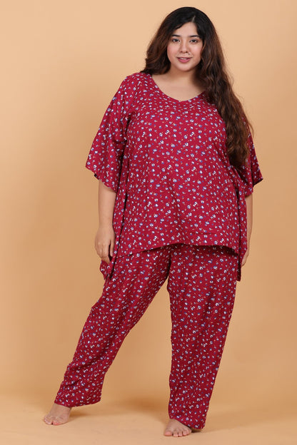 Floral Print Kaftan Night Suit Set