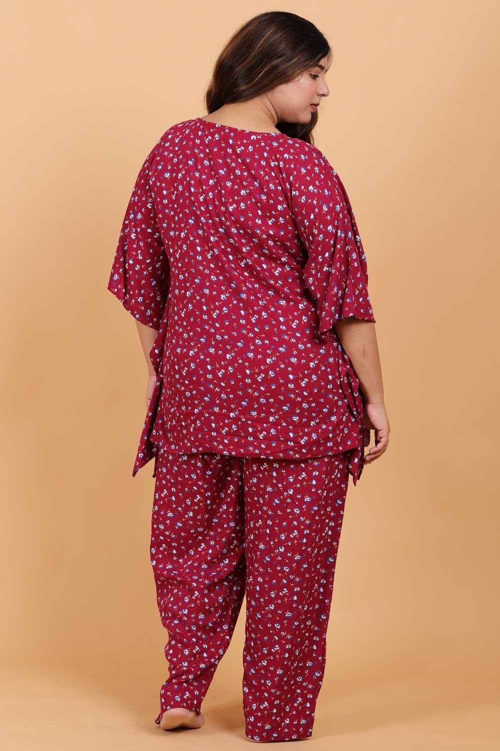 Floral Print Kaftan Night Suit Set