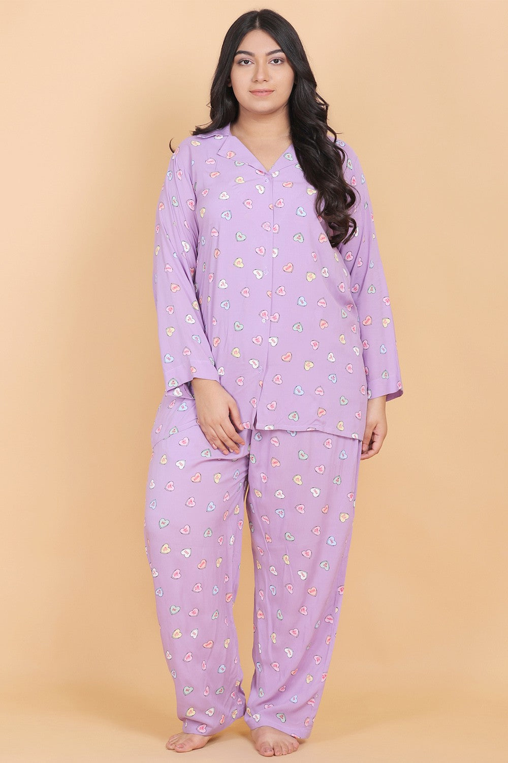 Printed Purple Night Suit Set