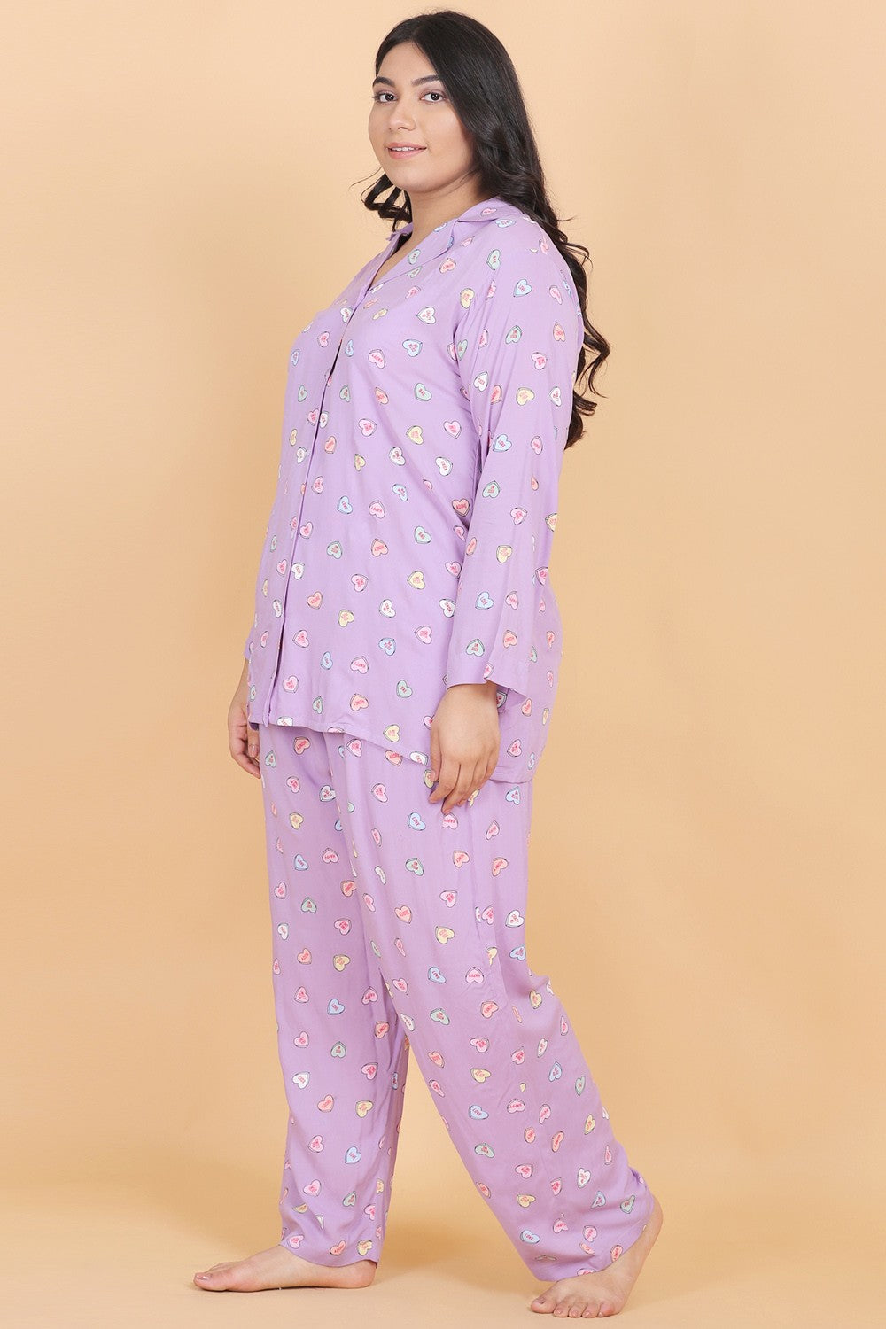 Printed Purple Night Suit Set