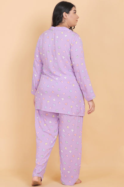 Printed Purple Night Suit Set