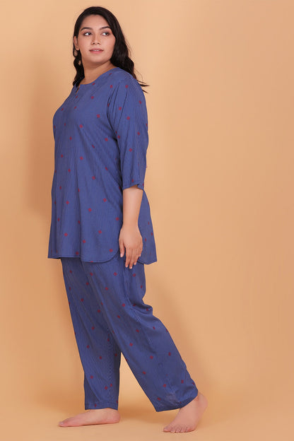 Plus Size Blue Stripes Loungewear Set