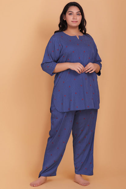 Plus Size Blue Stripes Loungewear Set