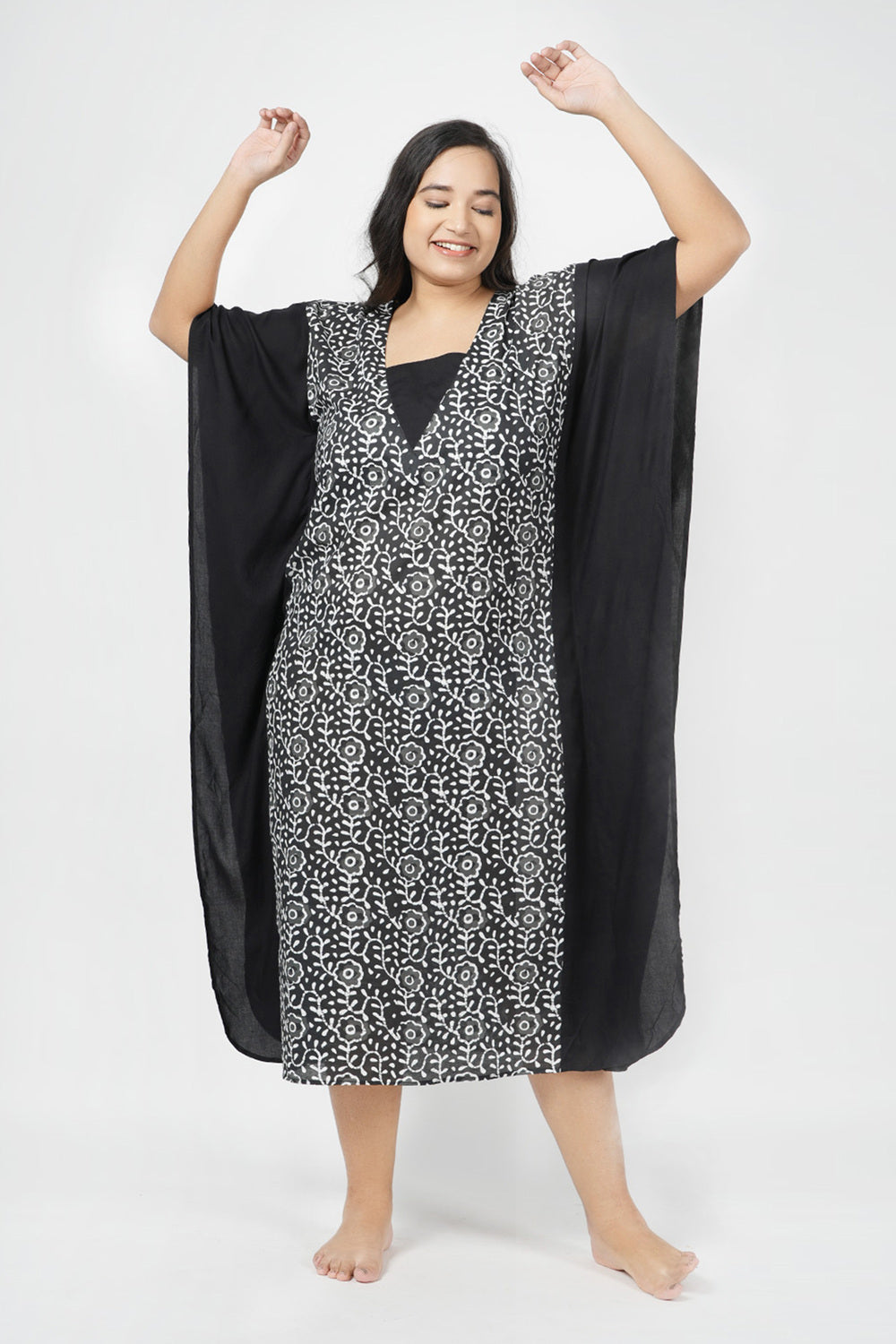 Raven Black Kaftan Maxi Night Dress