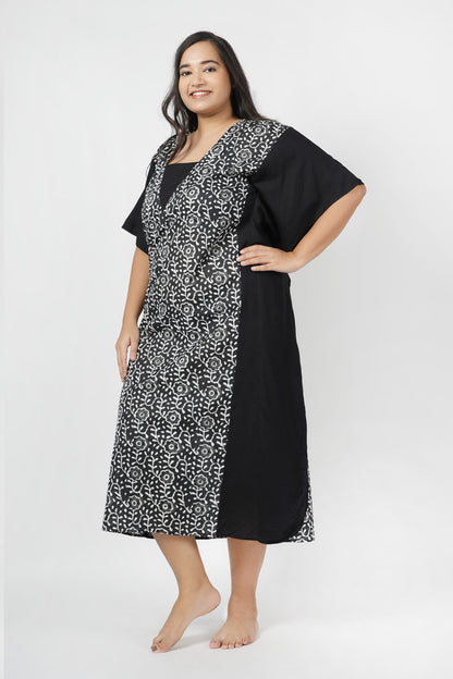 Raven Black Kaftan Maxi Night Dress