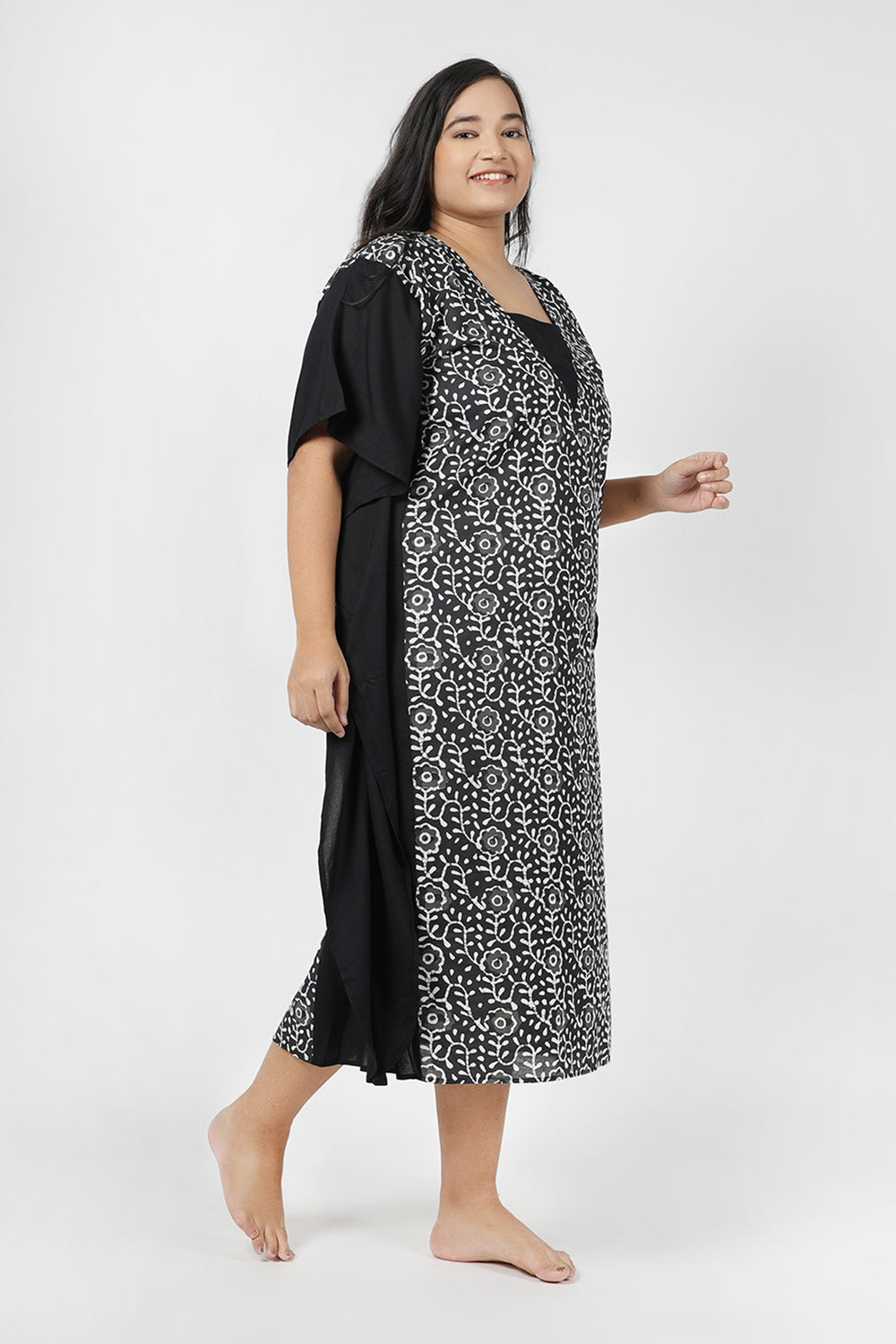 Raven Black Kaftan Maxi Night Dress