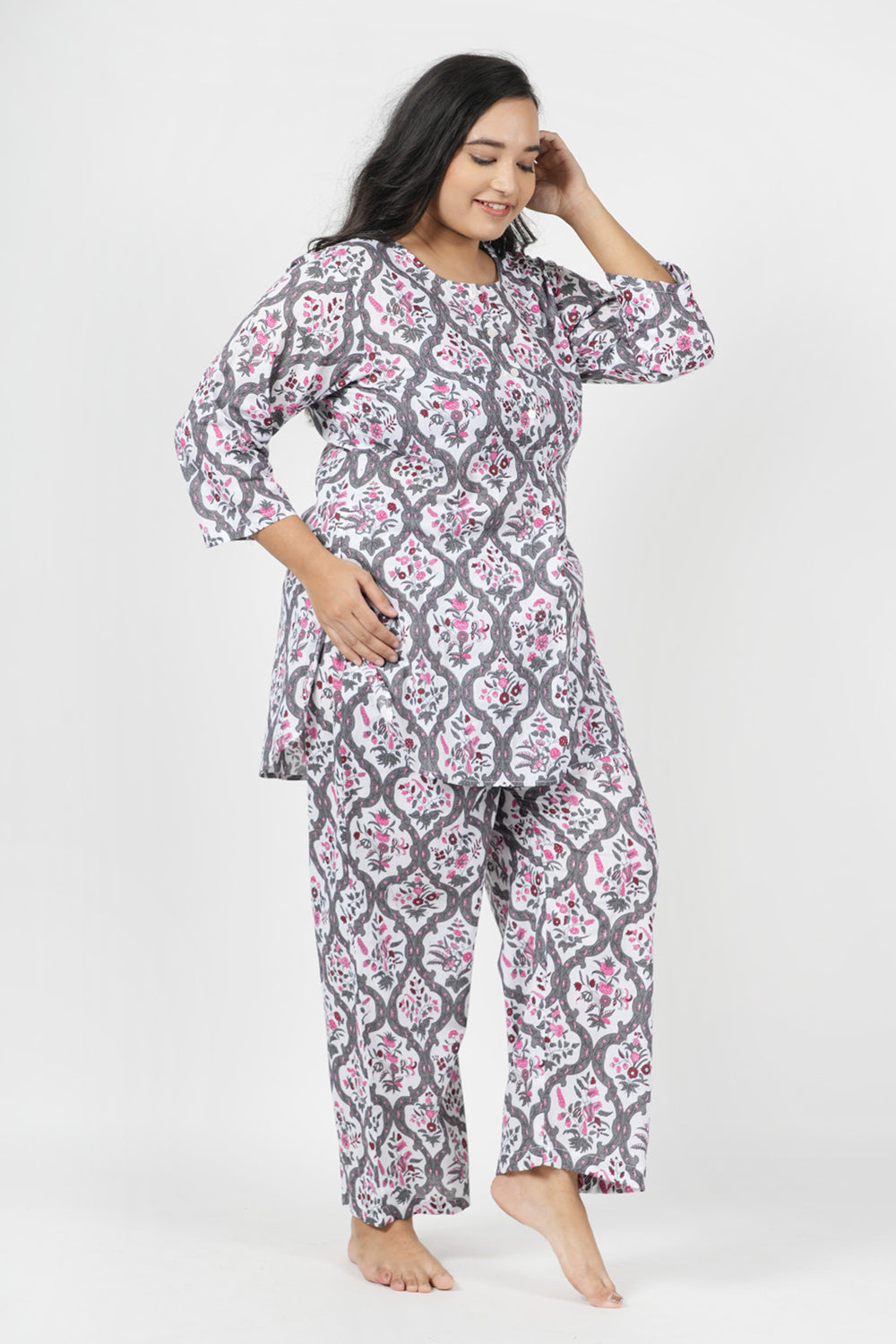 Ash Floral Print Night Suit Set