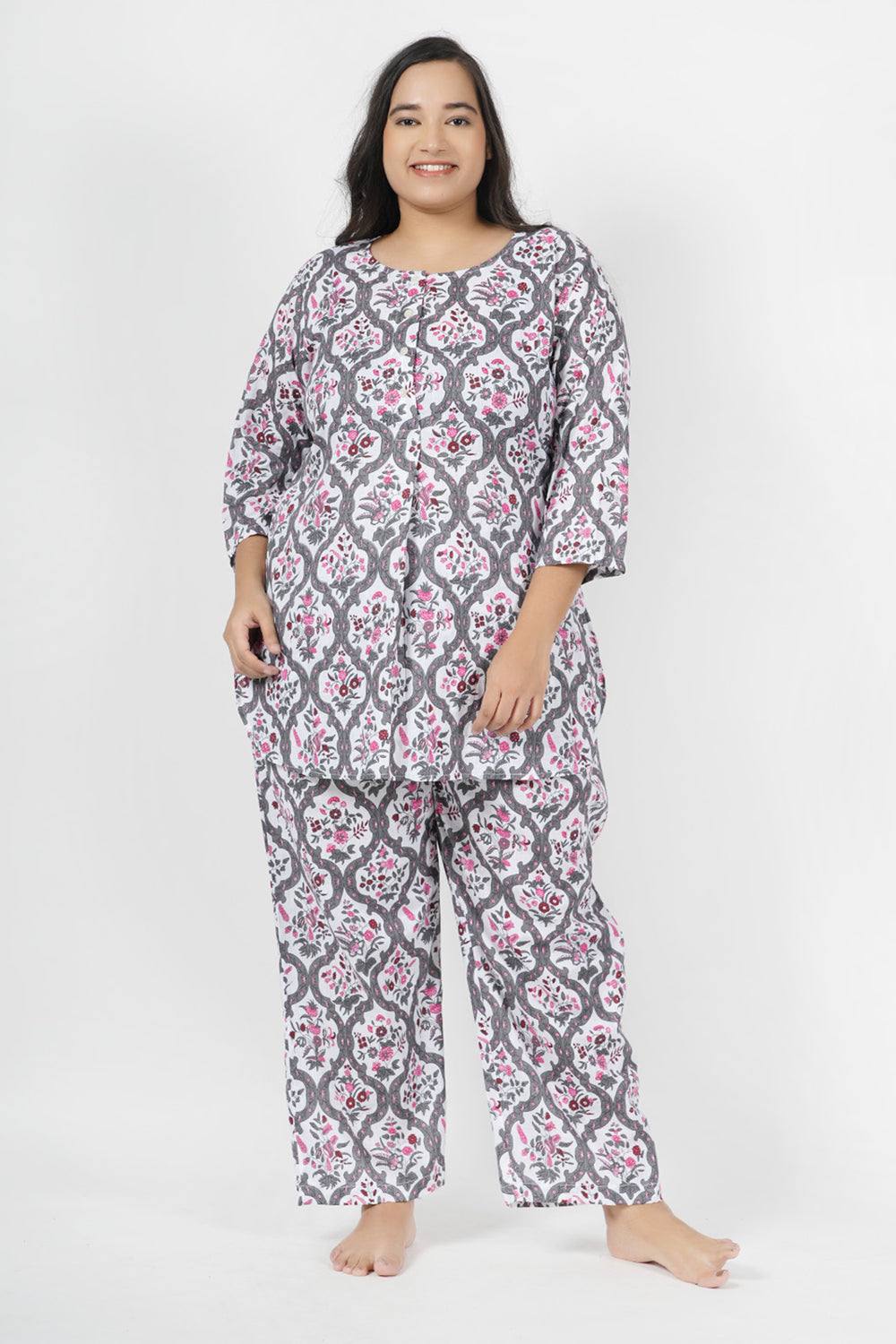 Ash Floral Print Night Suit Set