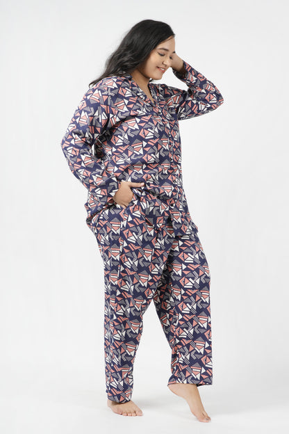 Abstract Print Night Suit Set