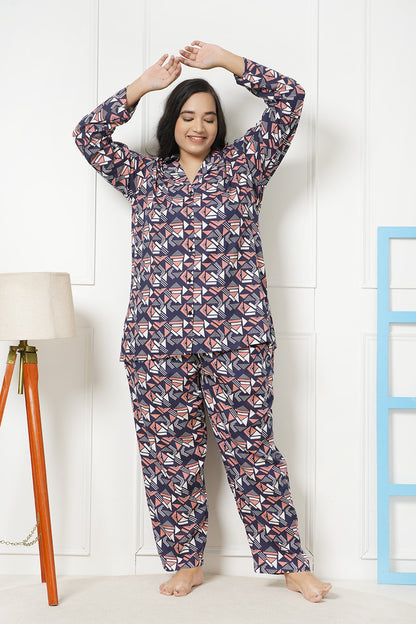 LastInch Abstract Print Night Suit Set