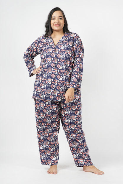 Abstract Print Night Suit Set