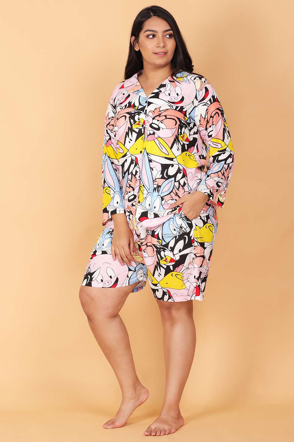 Cartoon Print Shorts Night Suit