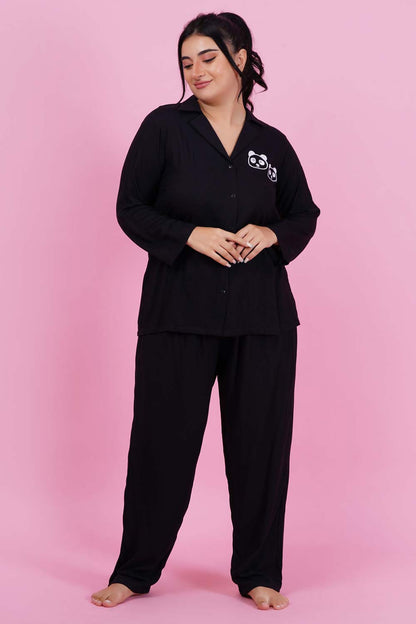 Lazy Panda Embroidered Night Suit Set