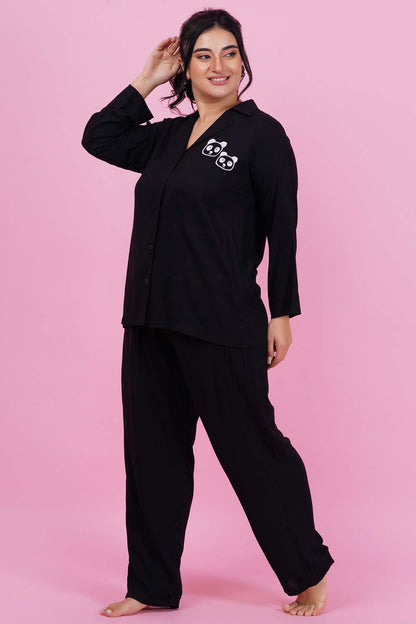 Lazy Panda Embroidered Night Suit Set