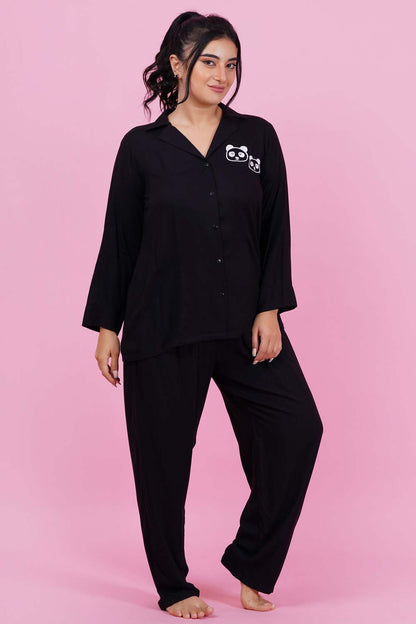 Lazy Panda Embroidered Night Suit Set