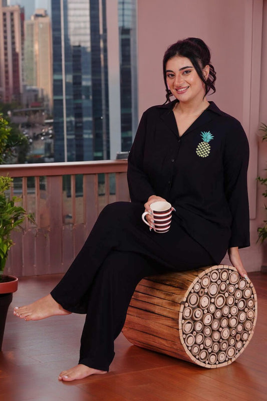 Pineapple Embroidered Night Suit Set