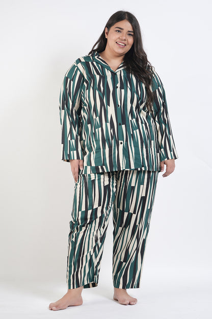 Abstract Stripes Top & Pyjama Set