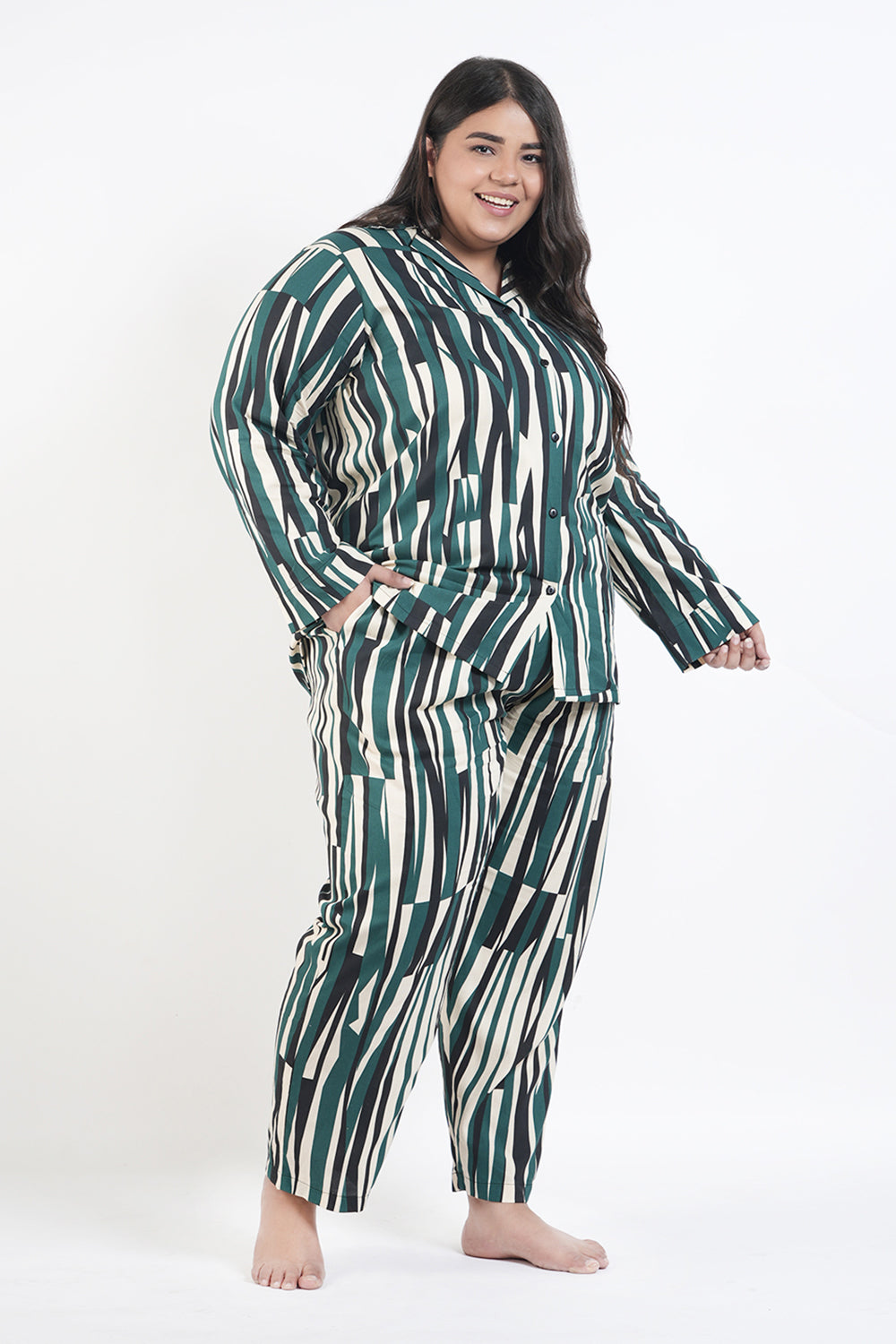 Abstract Stripes Top & Pyjama Set