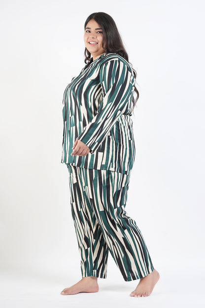 Abstract Stripes Top & Pyjama Set