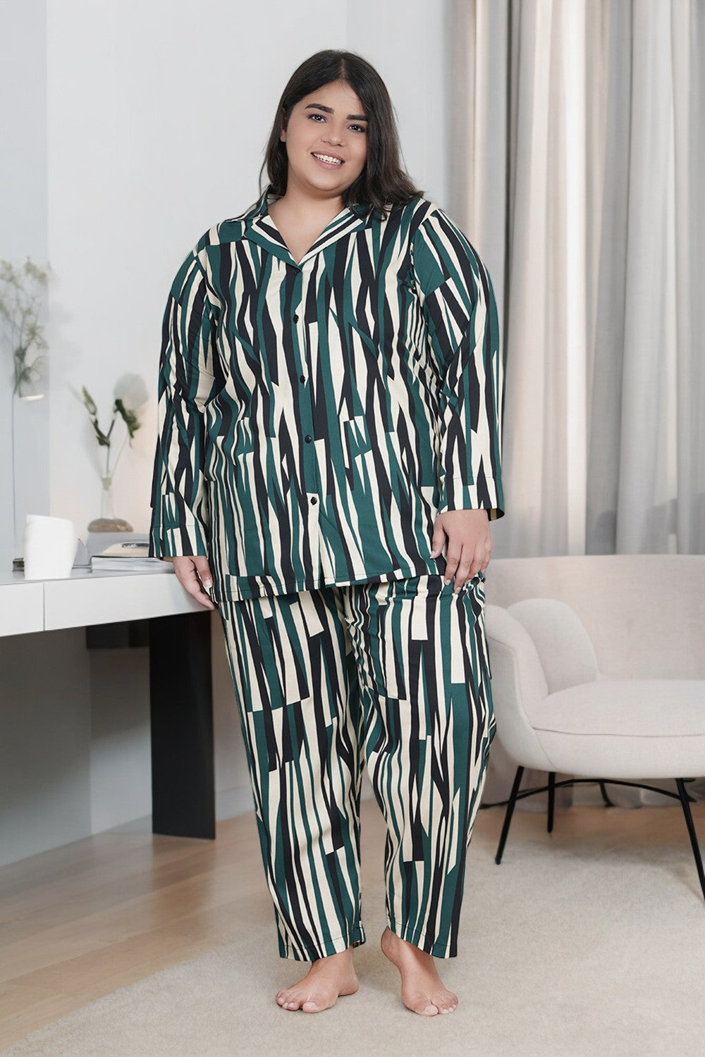 Abstract Stripes Top &amp; Pyjama Set