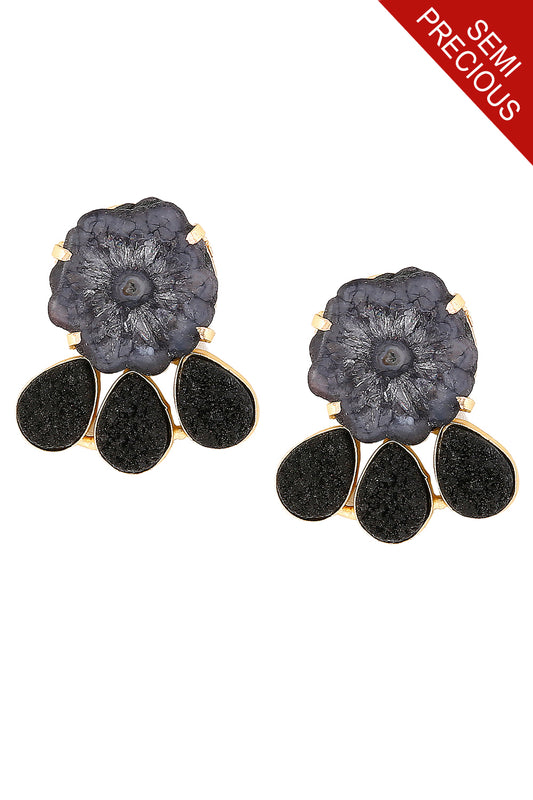 Black Agate Stones Statement Earrings