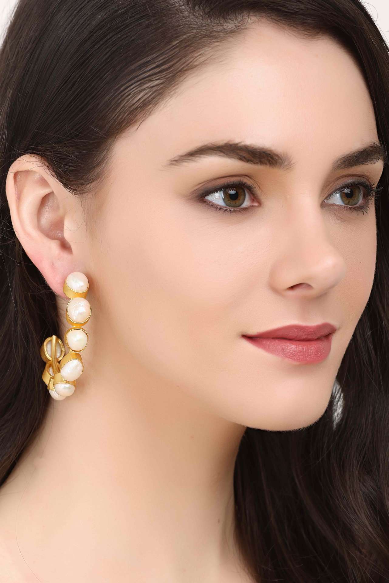 Baroque Pearl Hoop Earrings