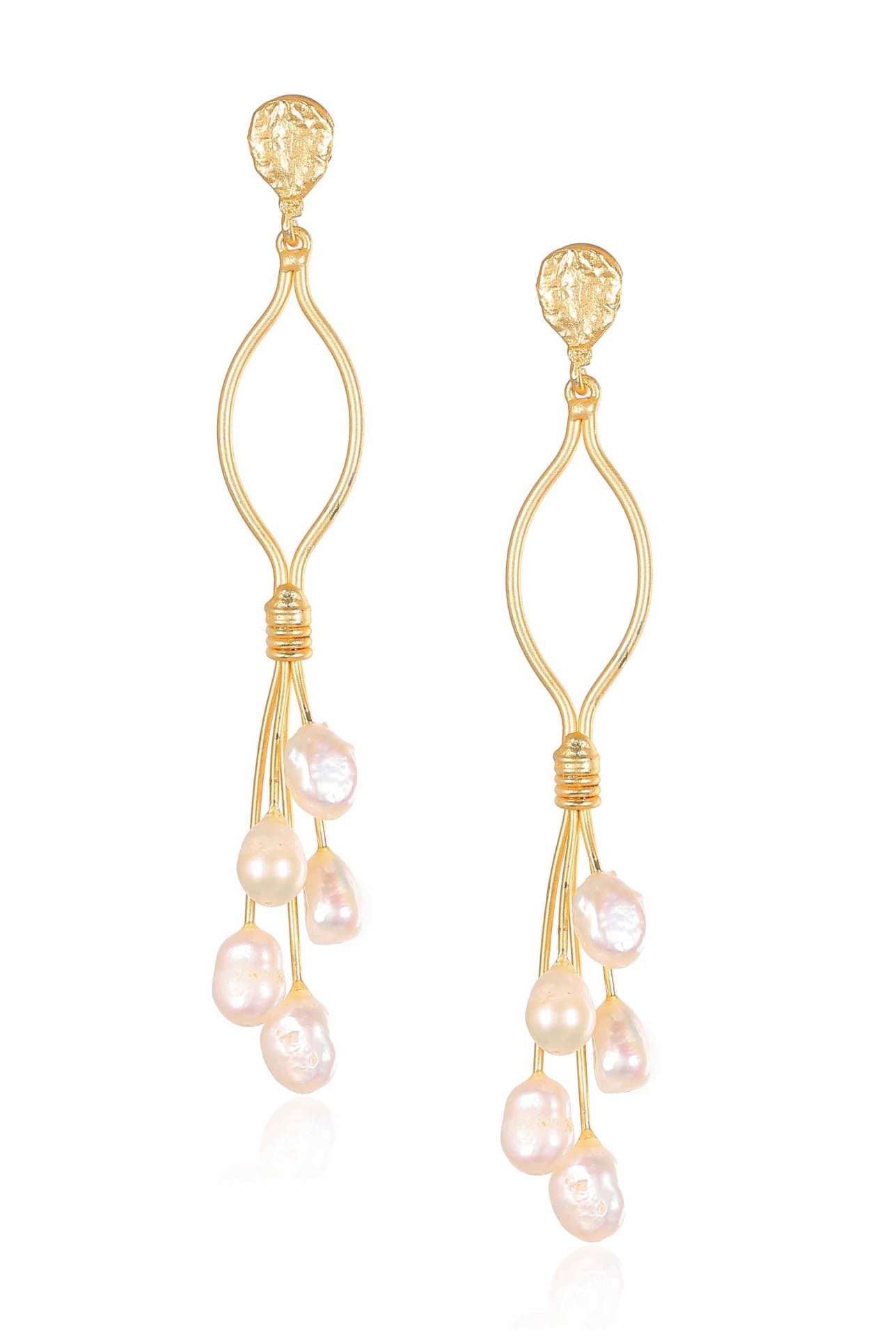 White Long Pearl Earrings