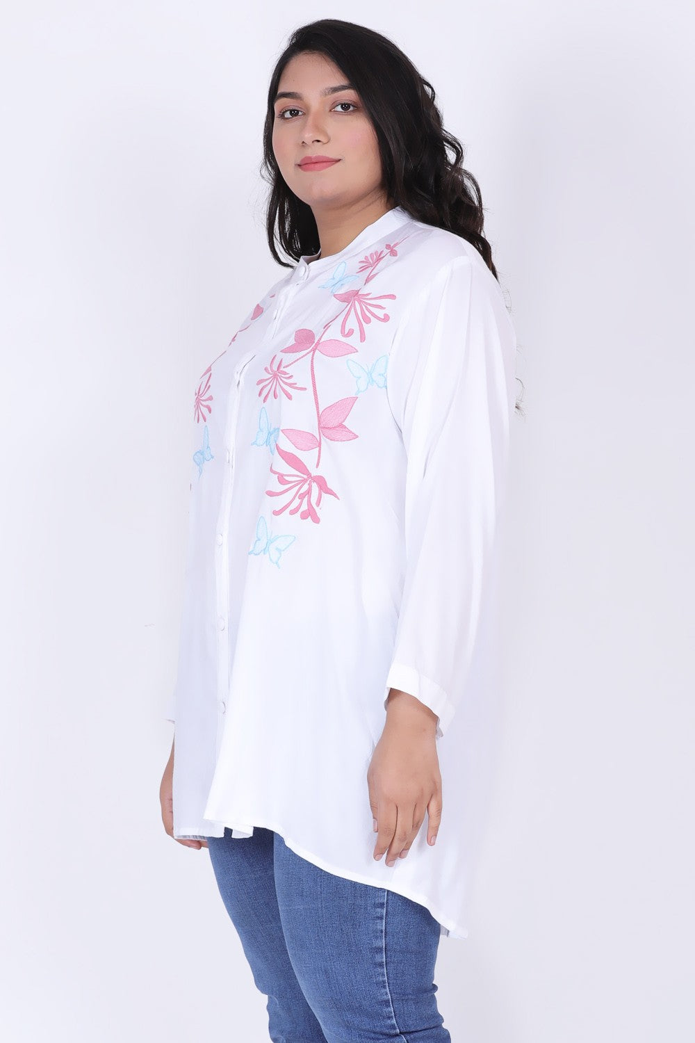 White Embroidered Shirt for Women