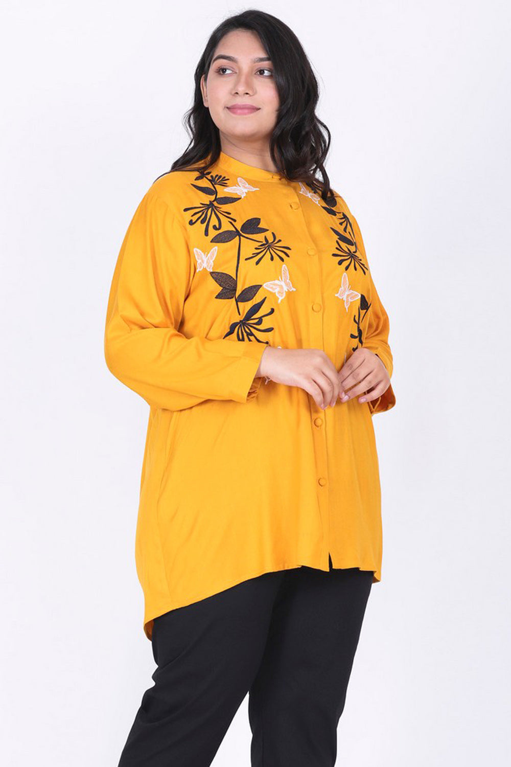 Plus Size Embroidered Shirt