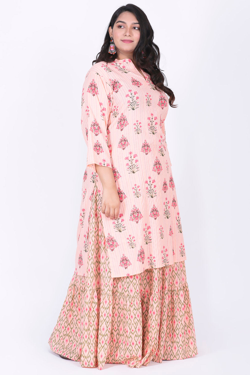 Peach Kurta With Skirt