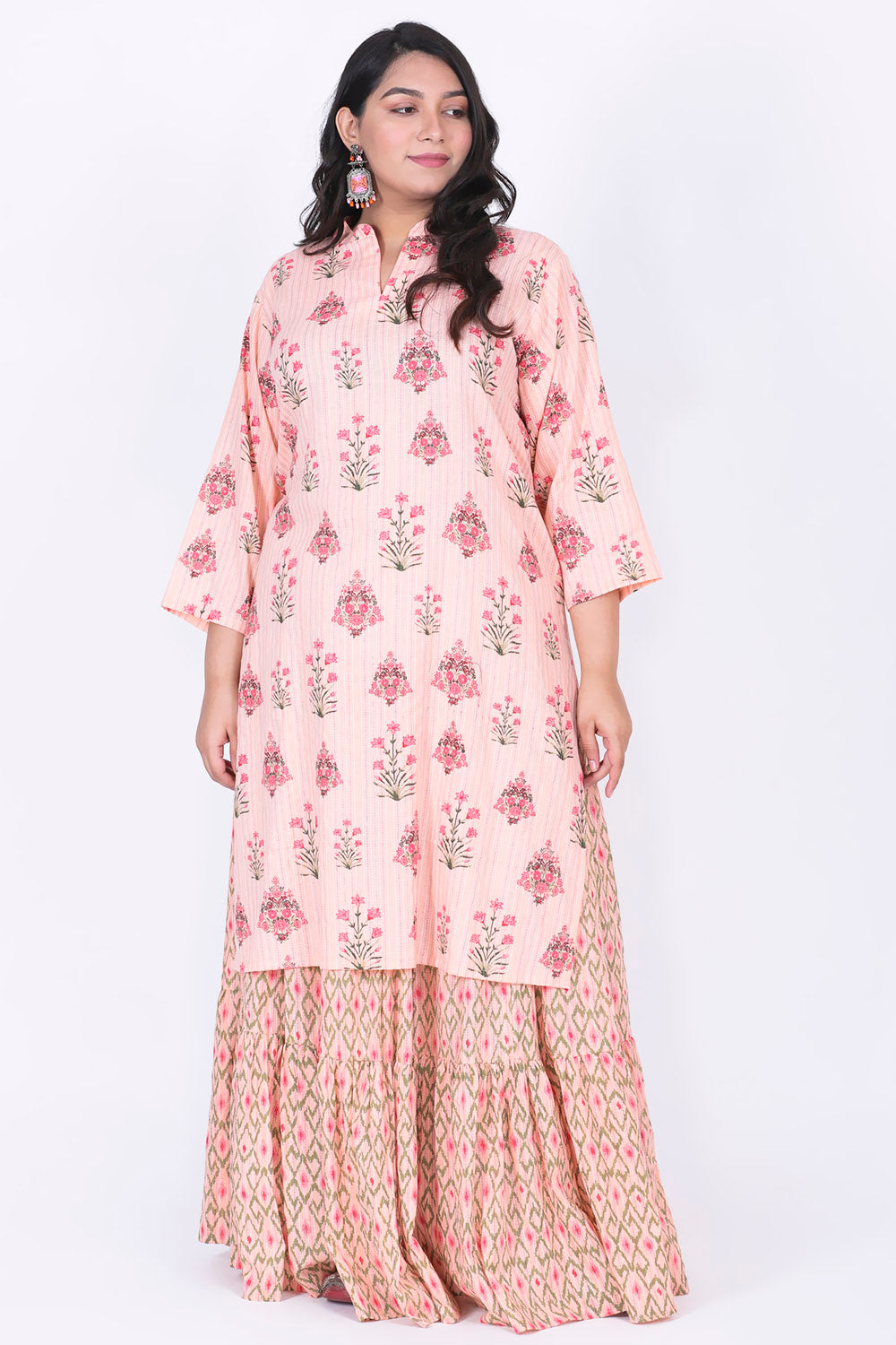 Peach Kurta With Skirt