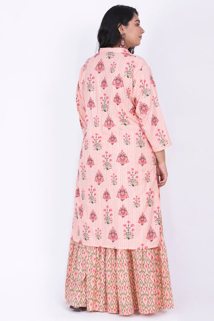 Peach Kurta With Skirt