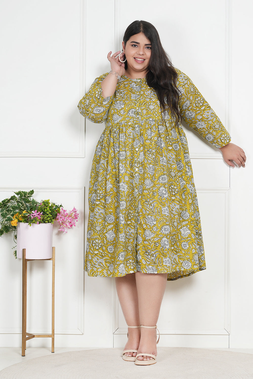 Plus size green shirt dress sale