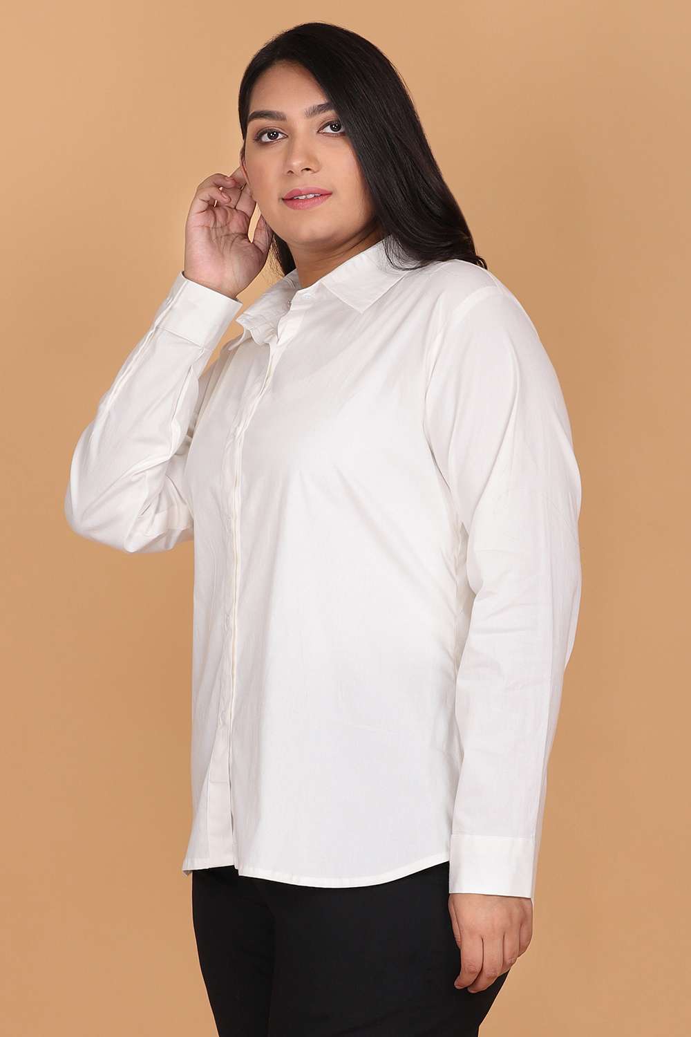 Solid White Cotton Shirt