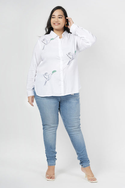 Finch Embroidered White Shirt