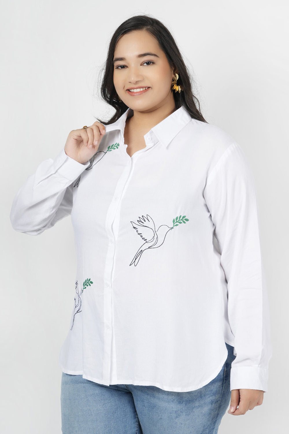 Finch Embroidered White Shirt