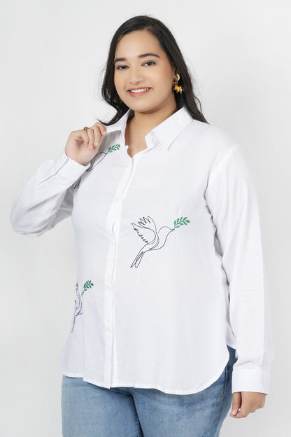 Finch Embroidered White Shirt