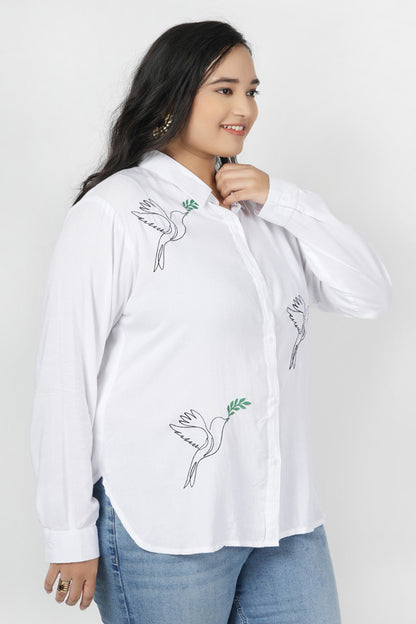 Finch Embroidered White Shirt