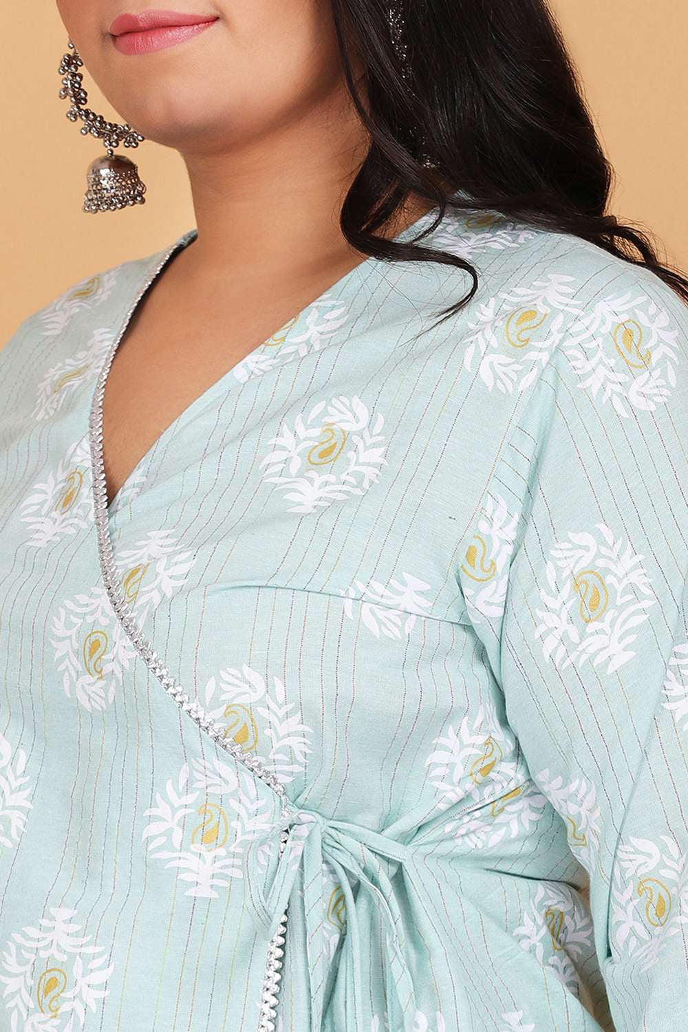 Sea Green Printed Kurti With Sharara Set